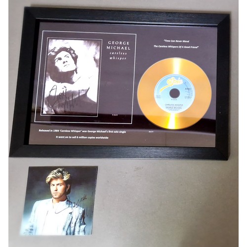 10A - A framed George Michael cd single, careless whisper together with a signed photograph.