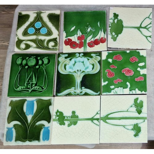 94 - Assorted Art Nouveau style tiles, some being reclaimed from the Corn Exchange, Manchester after reno... 