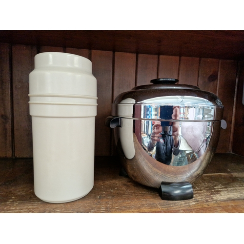 1 - An Art Deco chrome ice bucket and a vintage thermos flask