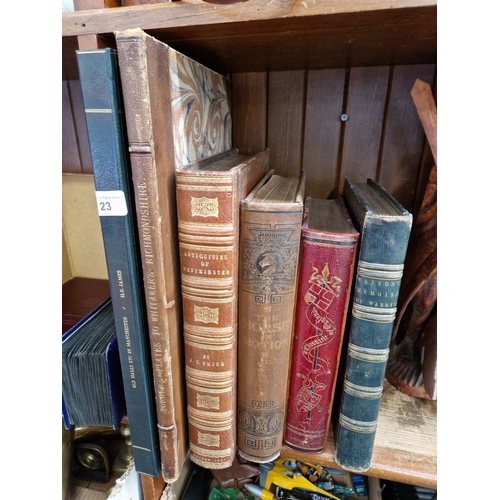 23 - 6 antiquarian books - including Watson's Memoirs of Warren, A Chronicle of England, The Horse in Mot... 