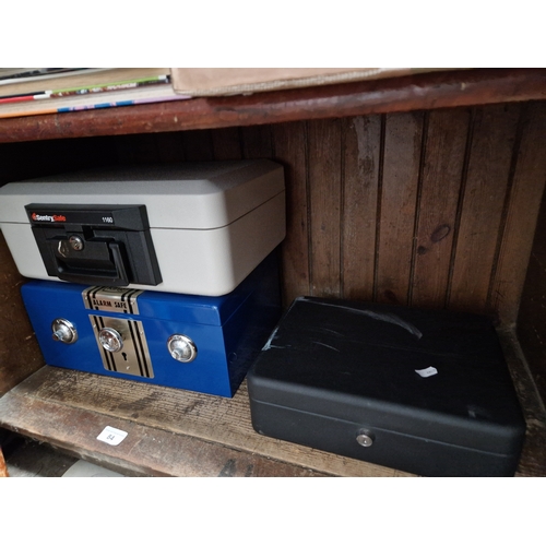 84 - A Sentry safe Box 1160, a King Alarm safe box, and a cash box (locked but no key)