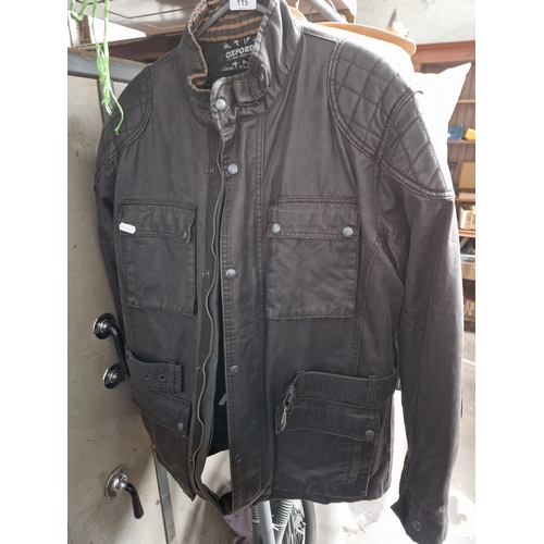 115 - Oxford wax motorcycle jacket and trousers size XL