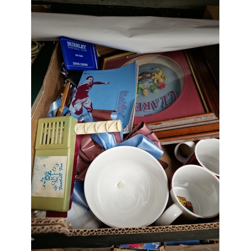 129 - A box of Burnley FC memorabilia