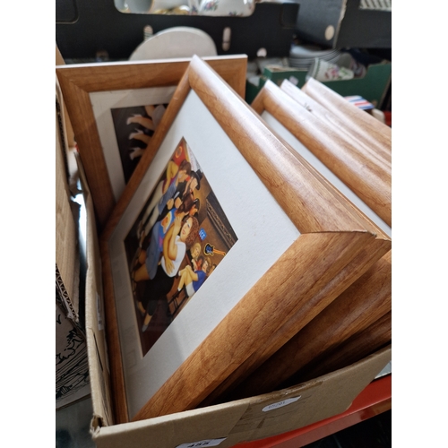 455 - A box containing 10 framed Beryl Cook prints