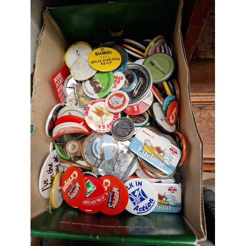 50 - A box of vintage pin badges