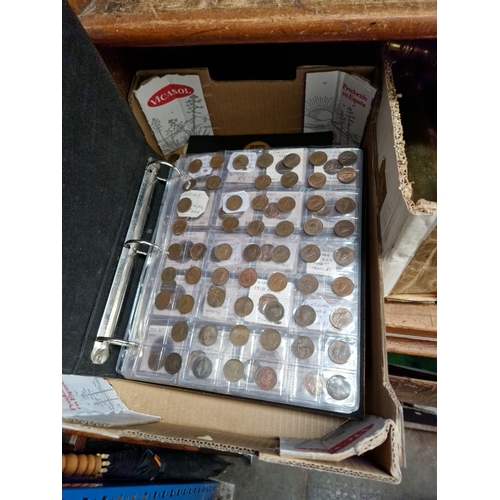 52 - A box of uk coins and world banknotes etc.