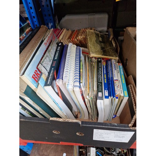 173 - 6 shelves containing approx 30 boxes of radio components, books, magazines, communications receiver,... 