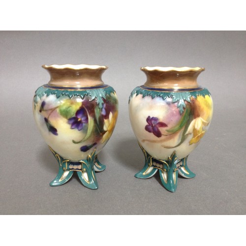 110 - A pair of Hadley Worcester vases, height 9.5cm.