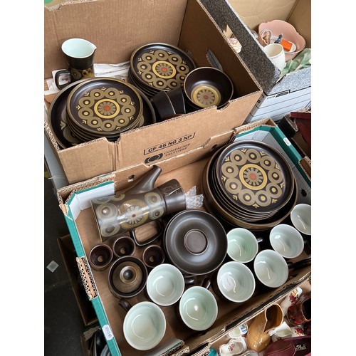 662 - Two boxes of brown Denby pottery