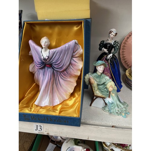 634 - Royal Doulton Isadora (boxed) and two other Royal Doulton figures