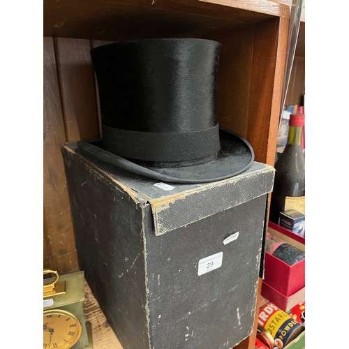 29 - A vintage top hat in box by Lincoln Bennett & Co.