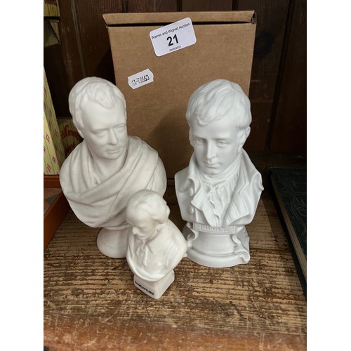 21 - Three miniature busts, two by W H Goss.