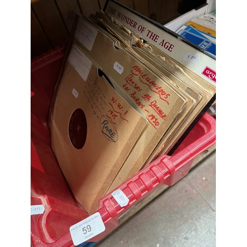 59 - A box of 78rpm records including recordings from trenches WWI, WWII, Royalty, political speeches etc