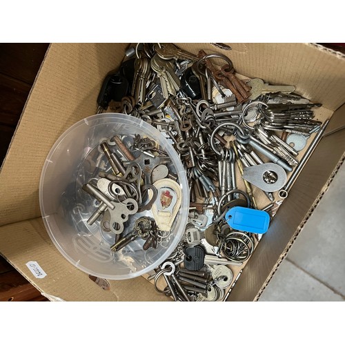 42 - A box containing various keys, clock keys, watch keys, cabinet keys etc.