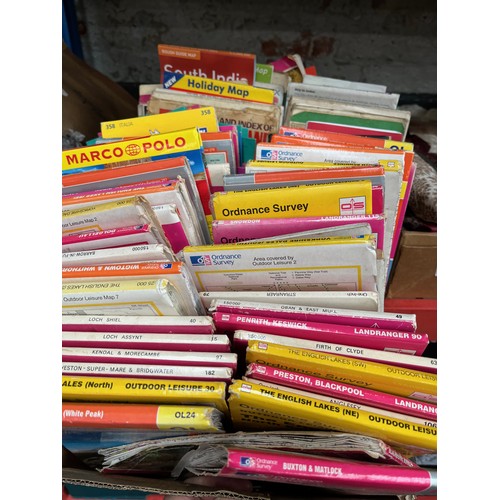 166 - A box of various OS maps.