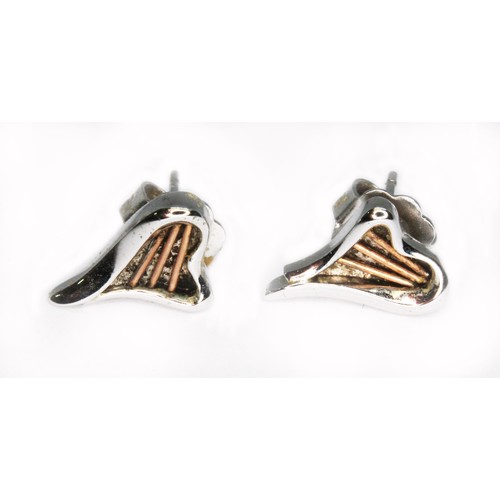 66 - A pair of Clogau silver ear studs modelled as Welsh harps.