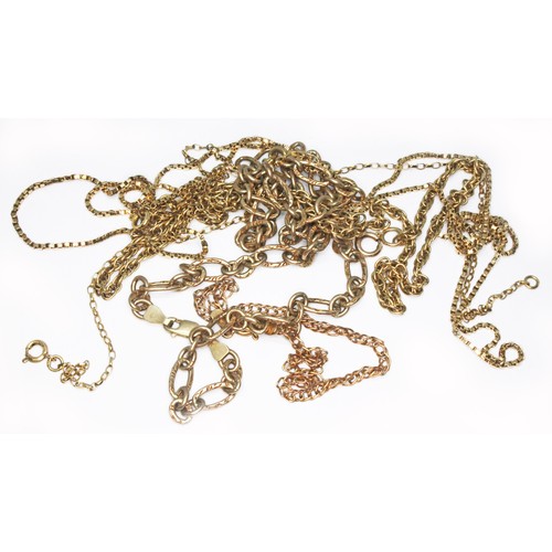 56 - Five assorted chains, various 375 marks, wt. 30.3g.