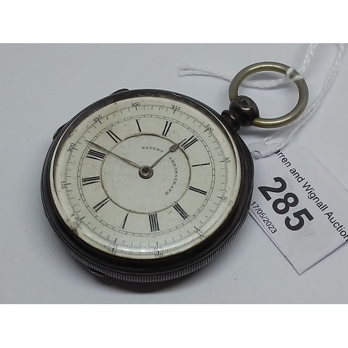 285 - A silver cased chronograph pocket wtach.