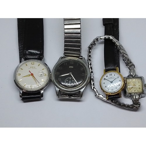 290 - A WW2 German Arsa service watch together with an Oris, a Limit and a Hefik watch.