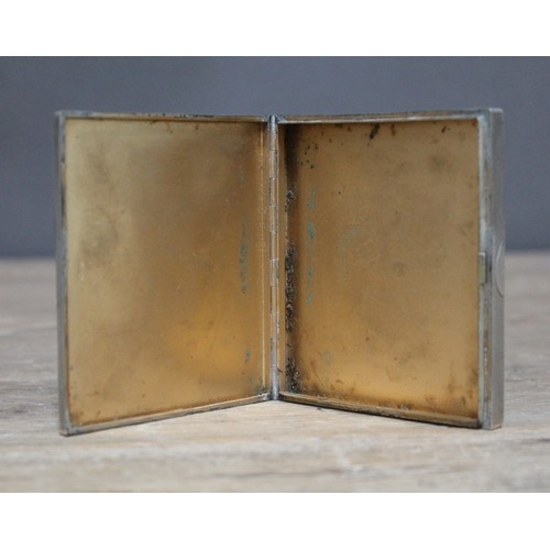 166 - An Art Deco silver cigarette case, push button release, gilt interior, Henry Matthews, Birmingham 19... 