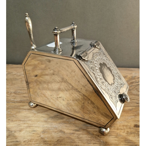 350 - A late Victorian silver plated miniature coal scuttle by Walker & Hall.