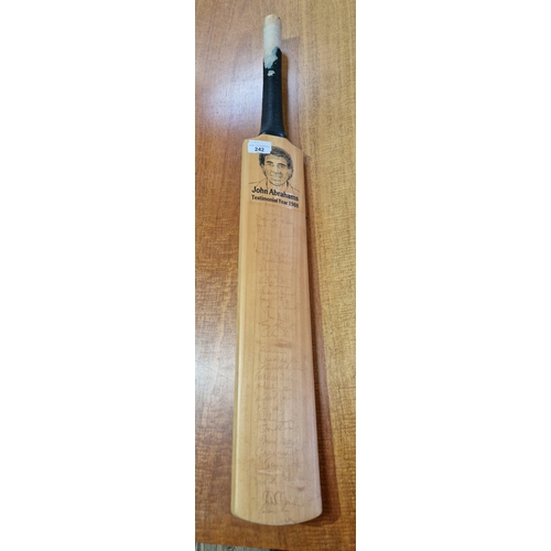 242 - A John Abrams Testimonial Year 1988 cricket bat, signed by Lancashire and Worcester.