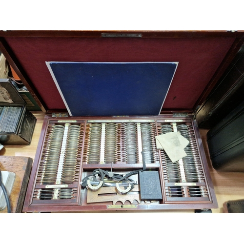 328 - A cased set of optician's instruments.