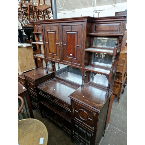 952 - A large late Victorian Aesthetic Movement mirror back sideboard.