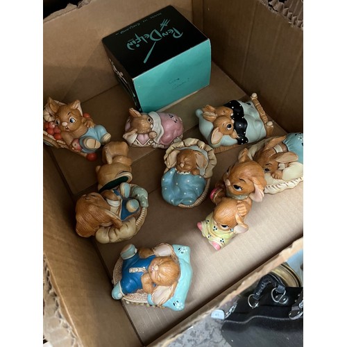 70 - A box containing  9 Pendelfin figures