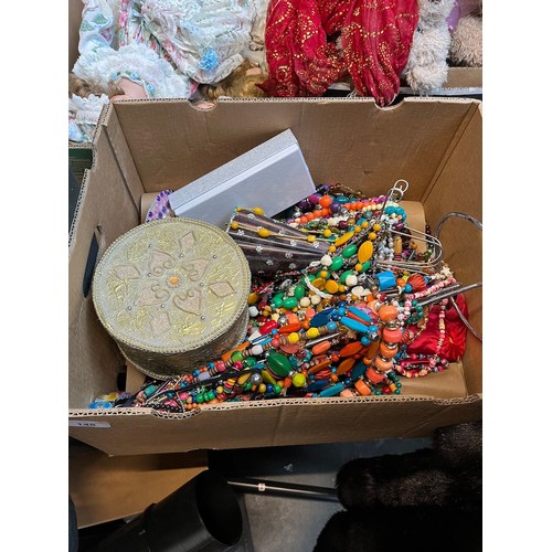 148 - A box of costume jewellery, mainly beads