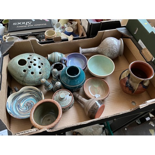 599 - Studio pottery including Dunster, Claverdon, slipware by Broadway Pottery etc. - 14 items