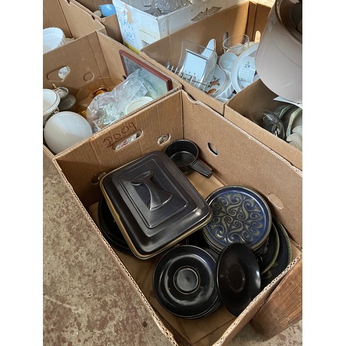 1057 - 7 boxes of mixed ceramics and glassware to include Denby, Coalport, Spode, etc.