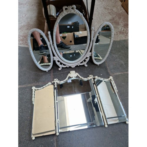 1032 - Two vintage triple mirrors