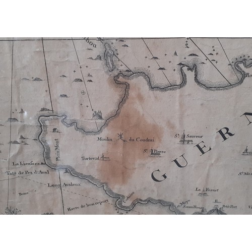 1024 - Eman Bowen, 18th century map, Channel Islands, 70cm x 50cm.