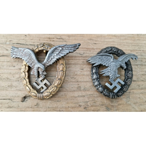 48 - A pair of German WWII Luftwaffe Pilot Observer’s badges, marked on the back OBS.