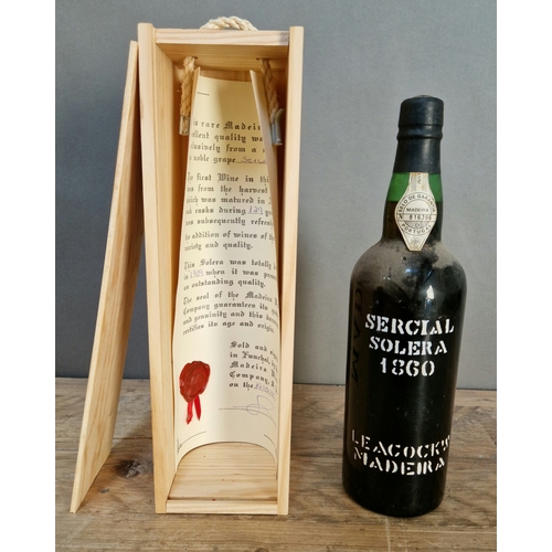 92 - A bottle of Leacock & Co Madeira Sercial Solera 1860, in wooden case with certificate.