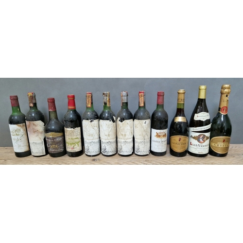 97 - A crate of assorted Red & white wine, 1970s to 1990s, 12 bottles.