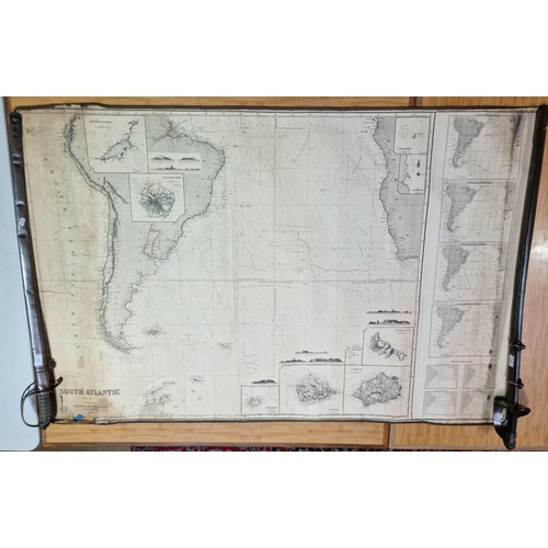 98 - An sea chart of the south atlantic 1876