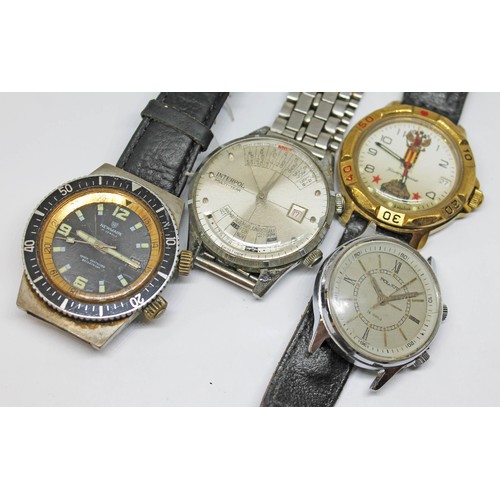 32 - A group of four watches comprising Interpol, Newmark and Poljot.