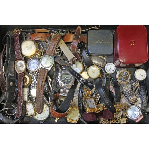 38 - A case of assorted vintage and modern watches, various makes, mechanical and quartz etc.