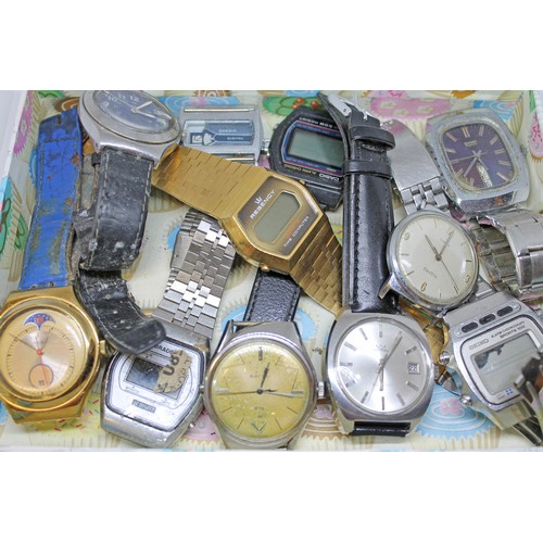 37 - A quantity of mainly electronic watches including digital, Swatch, Cambio, Casio, Timex, Seiko etc.