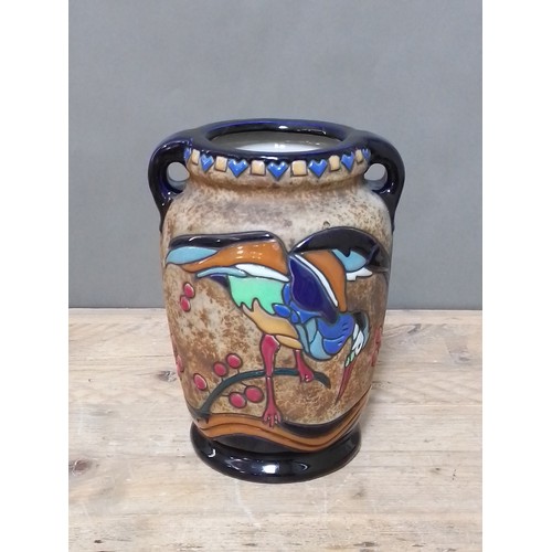 121 - An Austrian Amphora pottery vase, height 29.5cm.