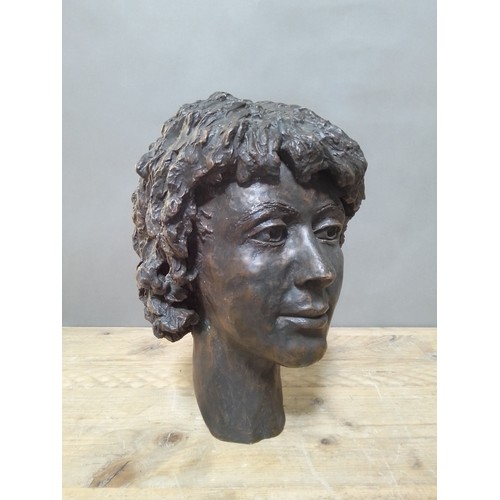 153 - A modern composition sculpture modelled as a head, monogrammed 'P.P' and dated (1981), height 36cm.