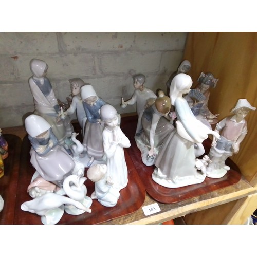 183 - Two trays of Assorted Lladro figures.