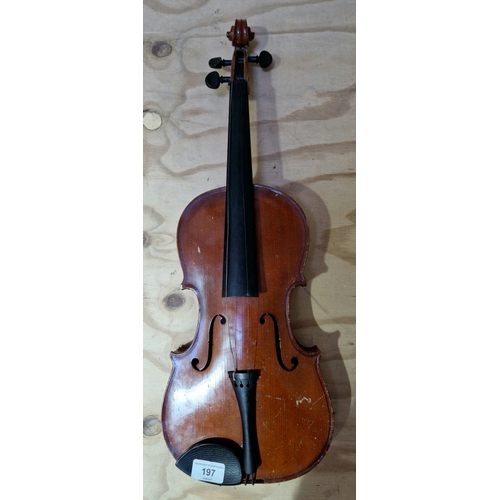 197 - A Czechoslovakian Stradivarius copy violin, two piece back, length 360mm