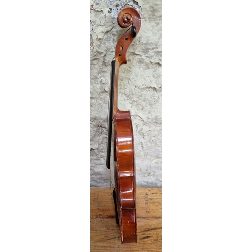 197 - A Czechoslovakian Stradivarius copy violin, two piece back, length 360mm