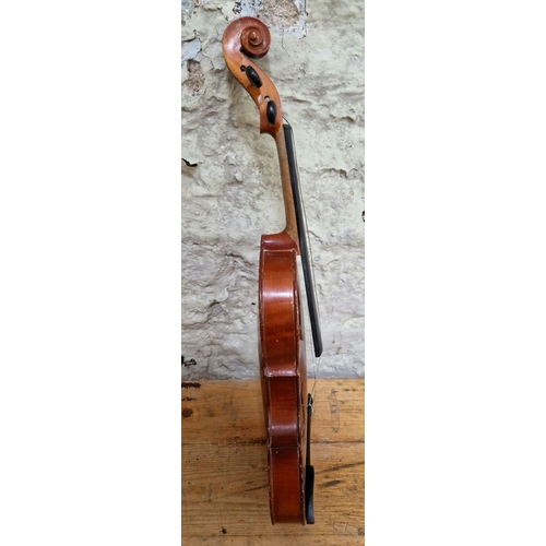 197 - A Czechoslovakian Stradivarius copy violin, two piece back, length 360mm