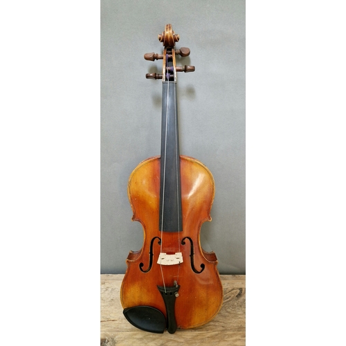 204 - A late 19th/early 20th century violin stamped
Stainer to back, 2 piece back, length 357mm, with
case... 