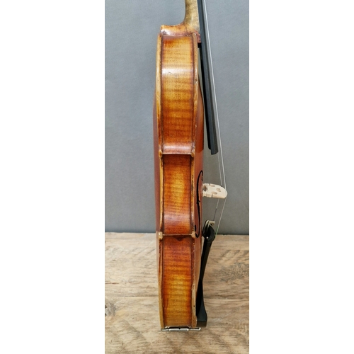 204 - A late 19th/early 20th century violin stamped
Stainer to back, 2 piece back, length 357mm, with
case... 