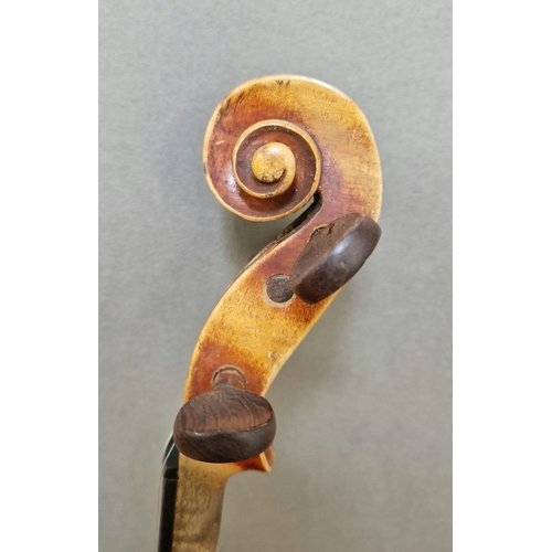 204 - A late 19th/early 20th century violin stamped
Stainer to back, 2 piece back, length 357mm, with
case... 